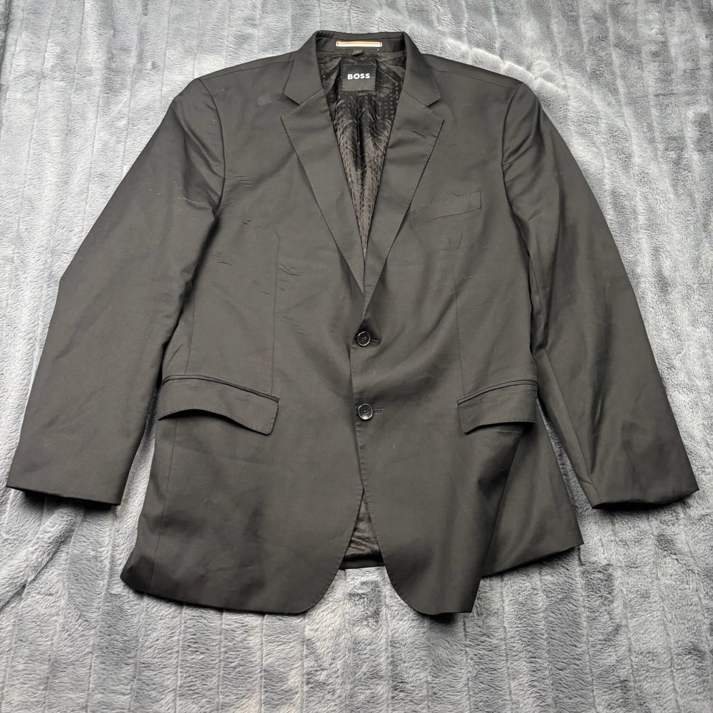 HUGO BOSS Mens 44R Slim Fit Reda Italian Wool Blazer Black H-Huge-2Pcs-224